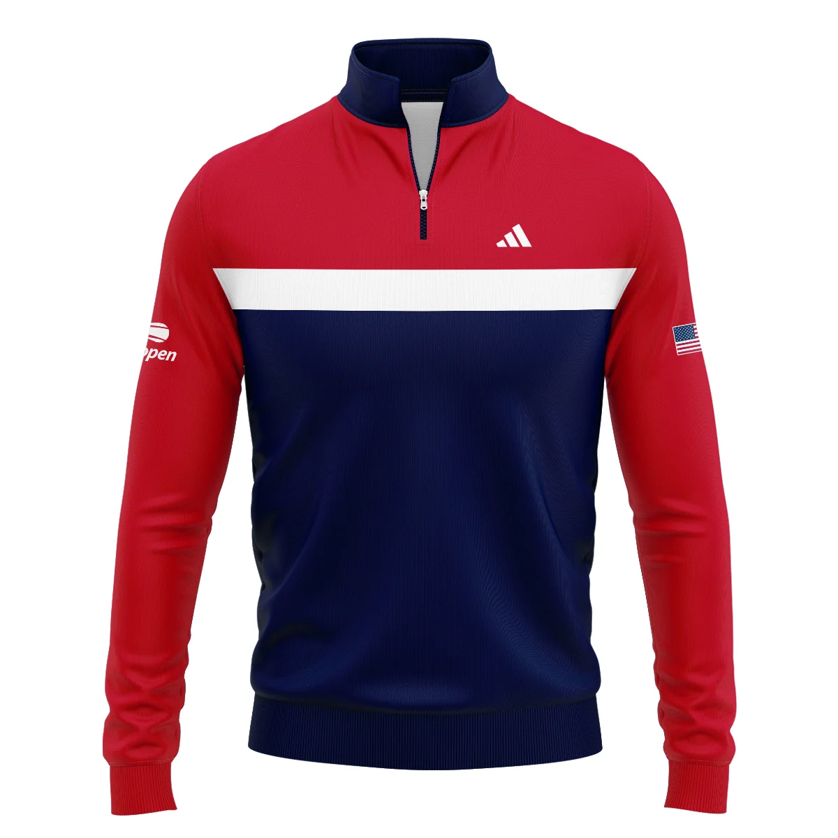 Adidas Blue Red White Background US Open Tennis Champions Quarter-Zip Jacket Style Classic Quarter-Zip Jacket