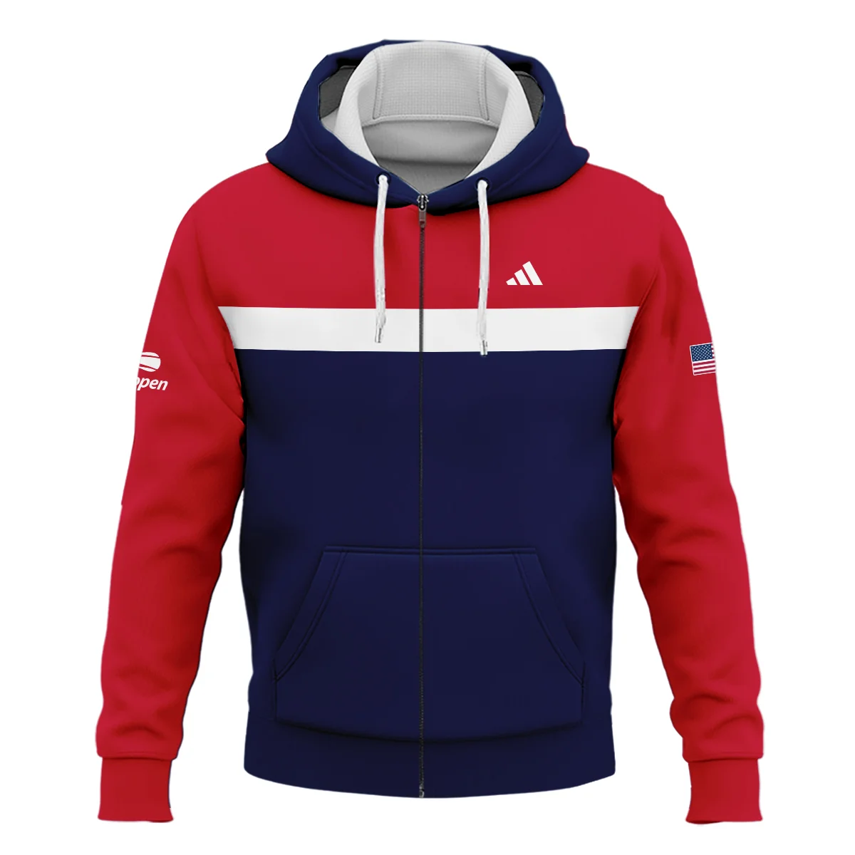 Adidas Blue Red White Background US Open Tennis Champions Hoodie Shirt Style Classic Hoodie Shirt