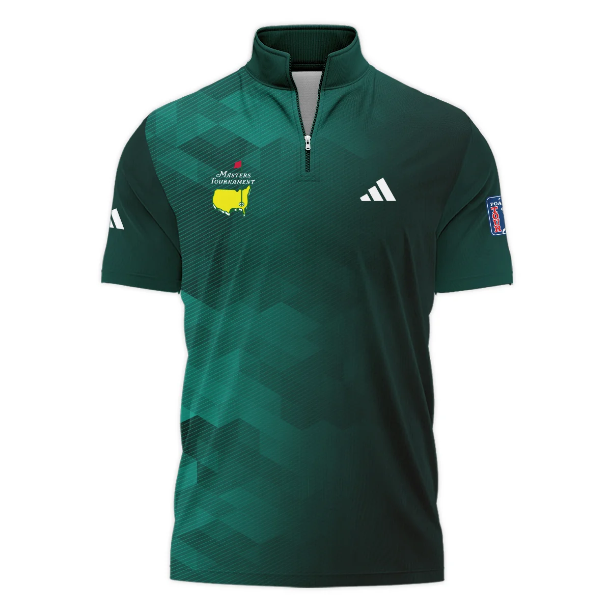 Adidas Golf Sport Dark Green Gradient Abstract Background Masters Tournament Style Classic, Short Sleeve Polo Shirts Quarter-Zip Casual Slim Fit Mock Neck Basic