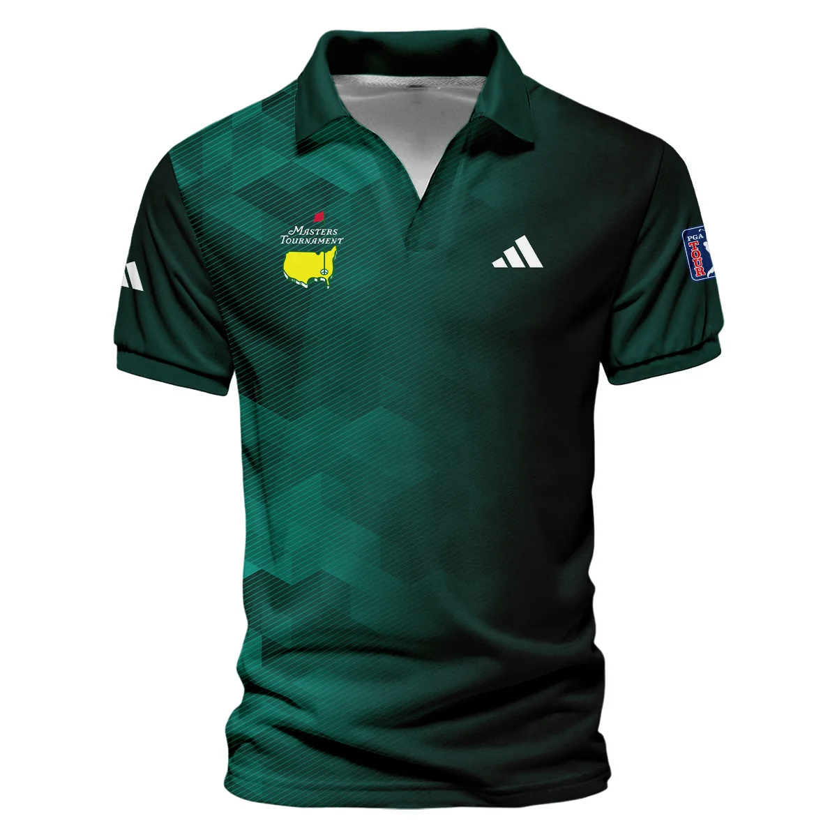 Adidas Golf Sport Dark Green Gradient Abstract Background Masters Tournament Vneck Polo Shirt Style Classic Polo Shirt For Men