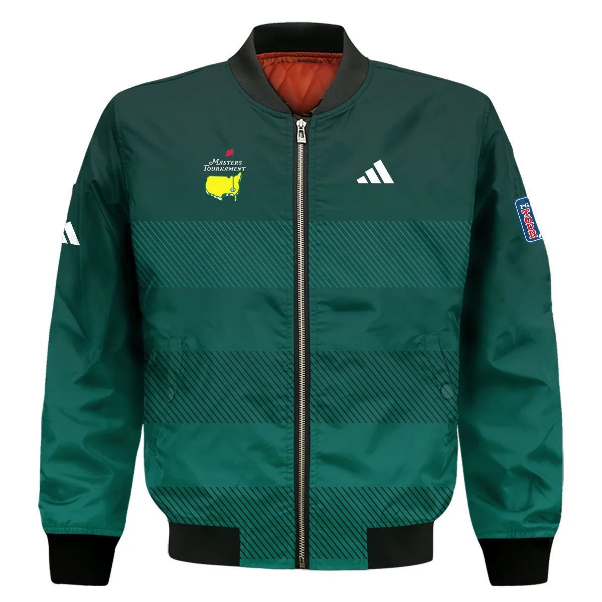 Adidas Masters Tournament Dark Green Gradient Stripes Pattern Golf Sport Bomber Jacket Style Classic Bomber Jacket