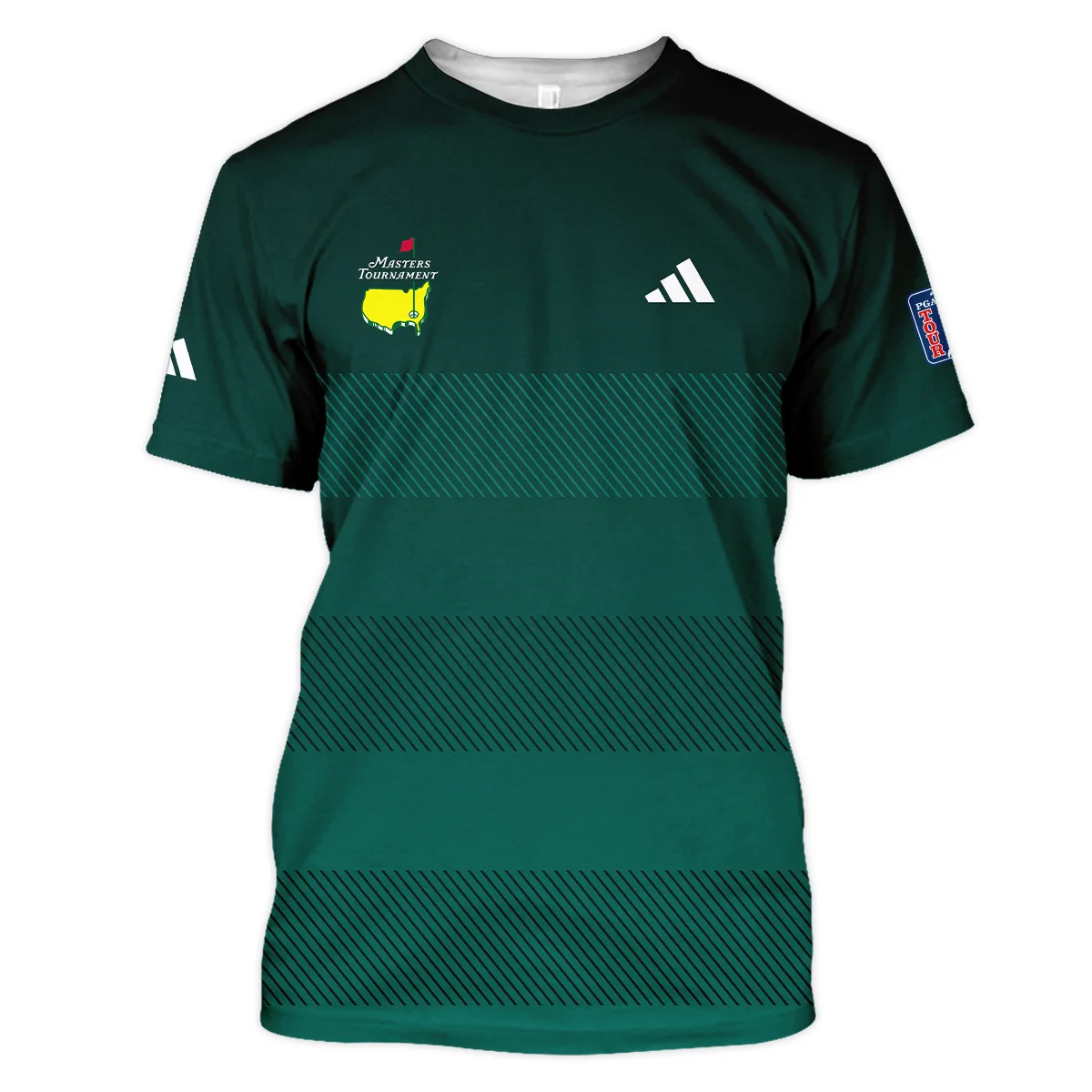 Adidas Masters Tournament Dark Green Gradient Stripes Pattern Golf Sport Unisex T-Shirt Style Classic T-Shirt