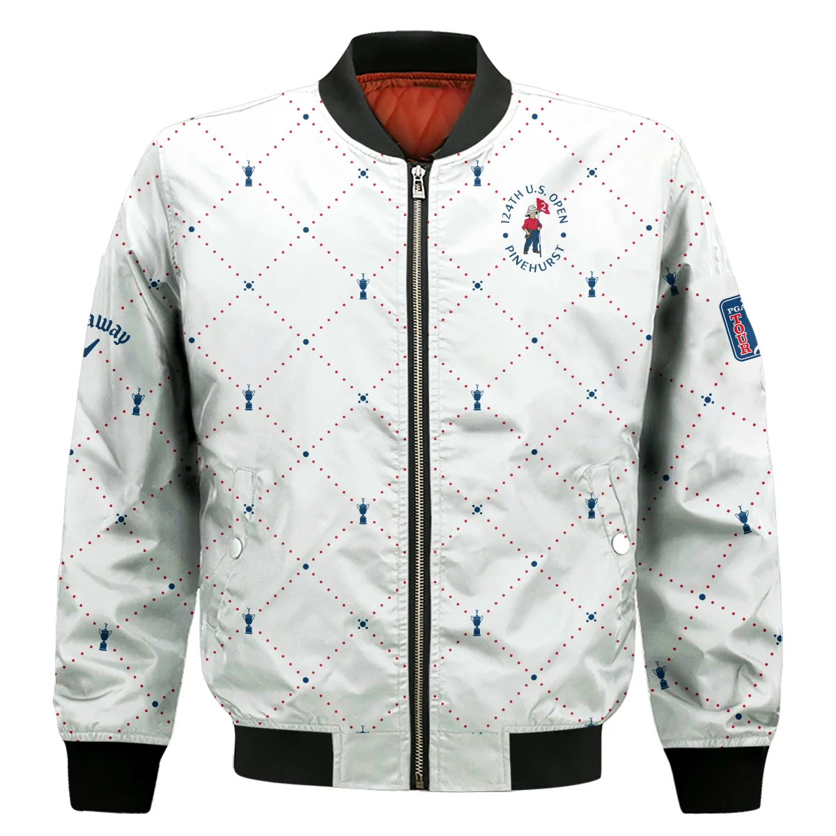 Argyle Pattern With Cup 124th U.S. Open Pinehurst Callaway Bomber Jacket Style Classic Bomber Jacket