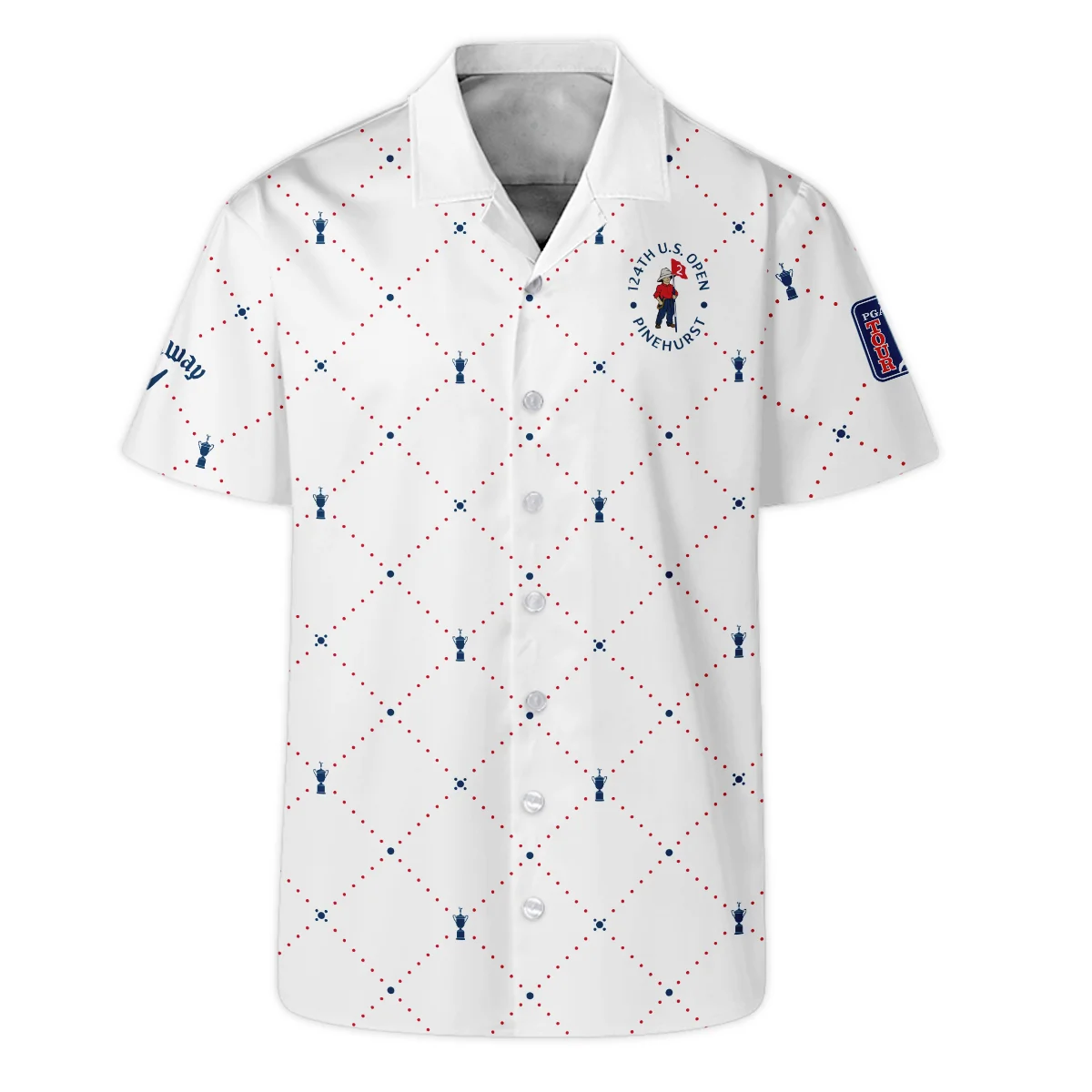 Argyle Pattern With Cup 124th U.S. Open Pinehurst Callaway Long Polo Shirt Style Classic Long Polo Shirt For Men