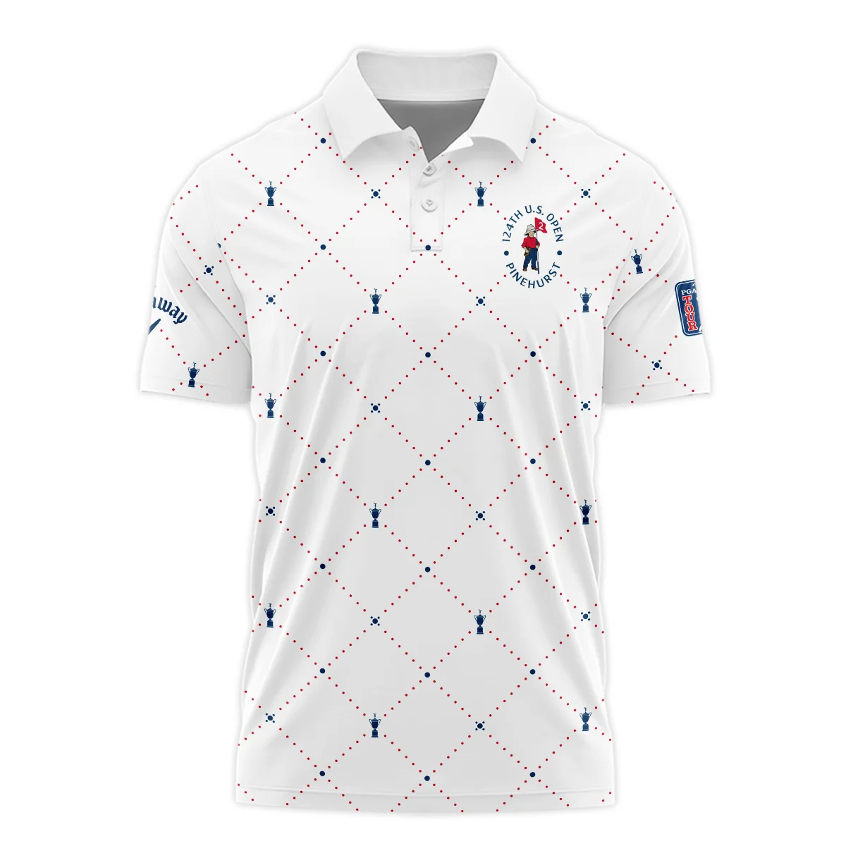 Argyle Pattern With Cup 124th U.S. Open Pinehurst Callaway Zipper Polo Shirt Style Classic Zipper Polo Shirt For Men