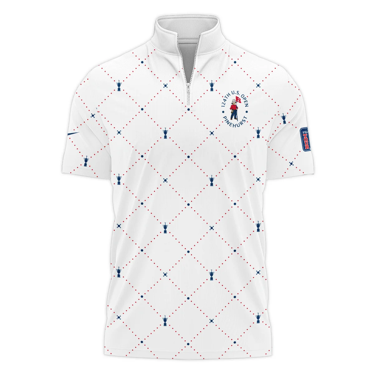 Argyle Pattern With Cup 124th U.S. Open Pinehurst Nike Vneck Long Polo Shirt Style Classic Long Polo Shirt For Men