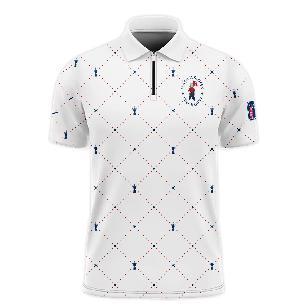 Argyle Pattern With Cup 124th U.S. Open Pinehurst Nike Long Polo Shirt Style Classic Long Polo Shirt For Men