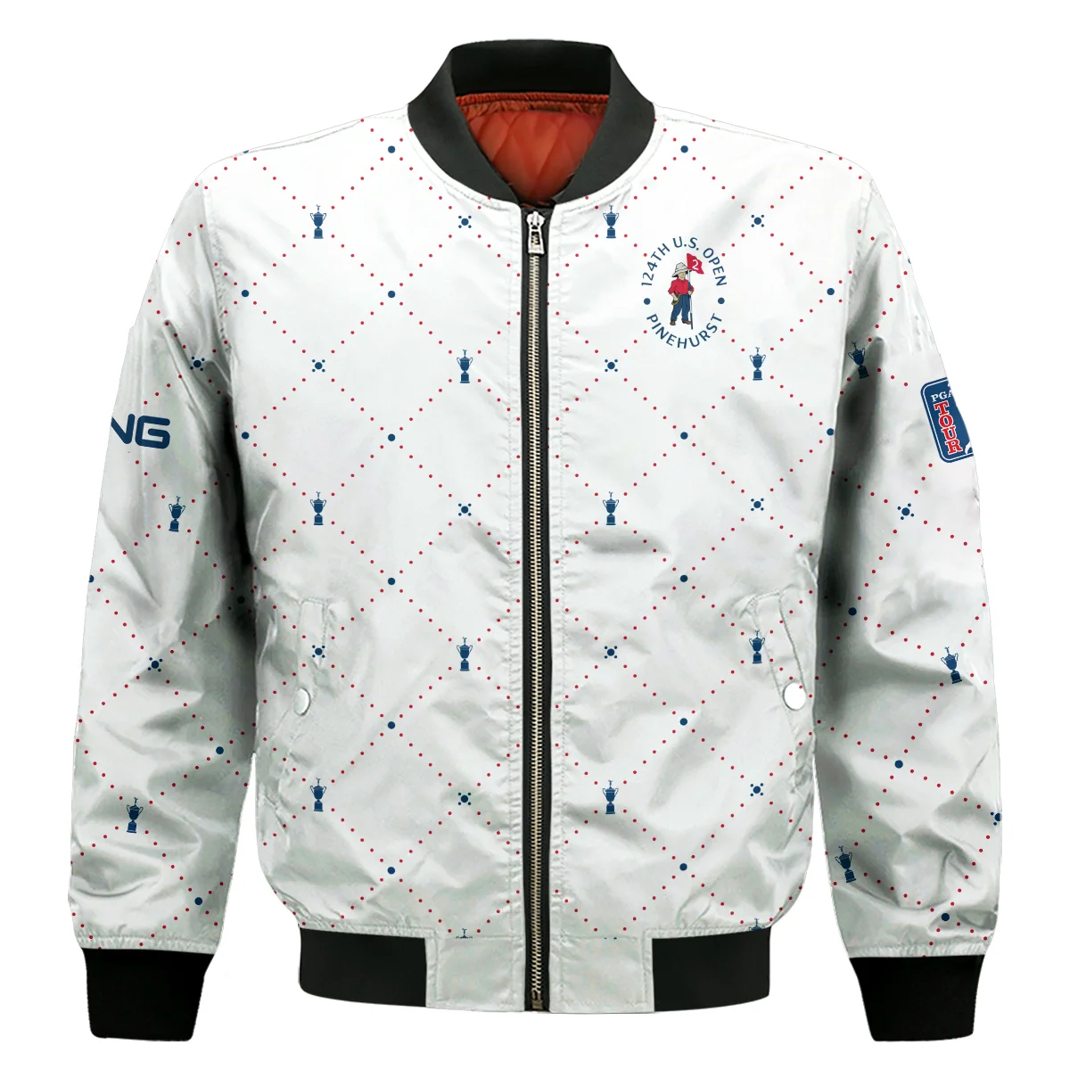 Argyle Pattern With Cup 124th U.S. Open Pinehurst Ping Zipper Polo Shirt Style Classic Zipper Polo Shirt For Men