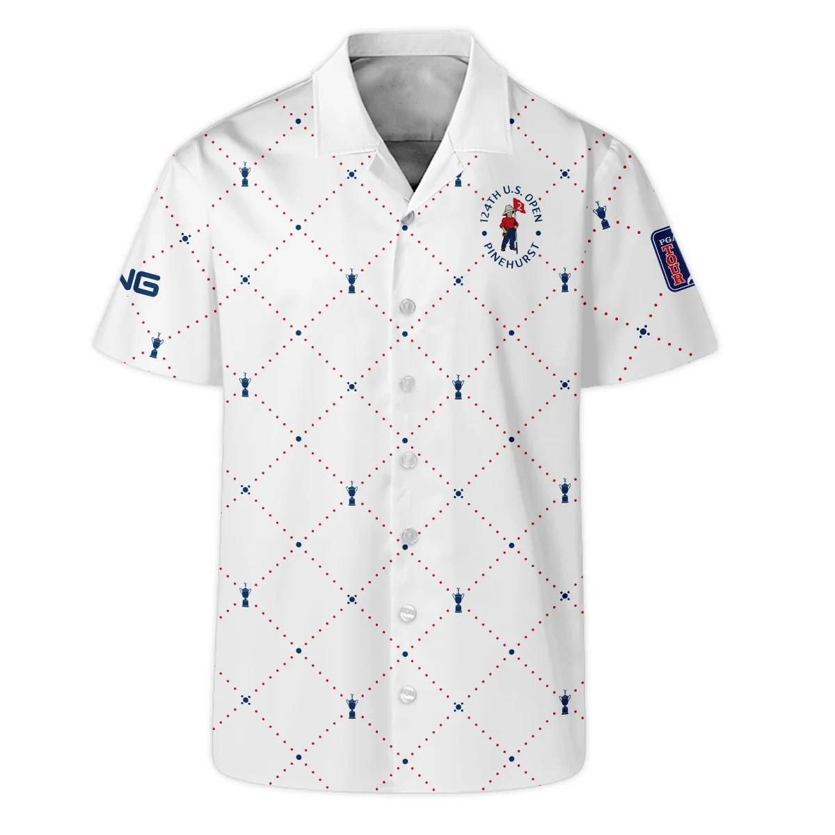 Argyle Pattern With Cup 124th U.S. Open Pinehurst Ping Long Polo Shirt Style Classic Long Polo Shirt For Men