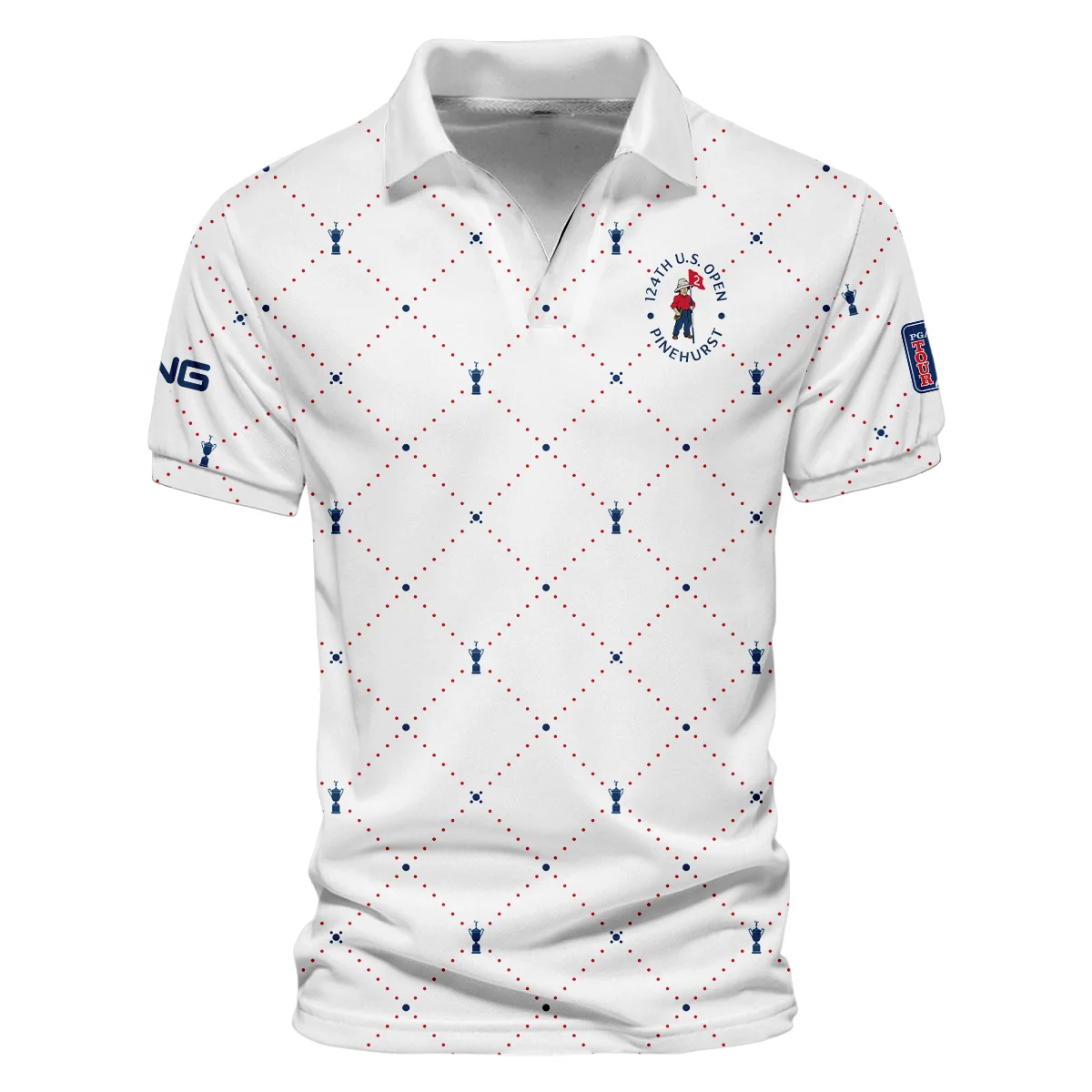 Argyle Pattern With Cup 124th U.S. Open Pinehurst Ping Vneck Polo Shirt Style Classic Polo Shirt For Men