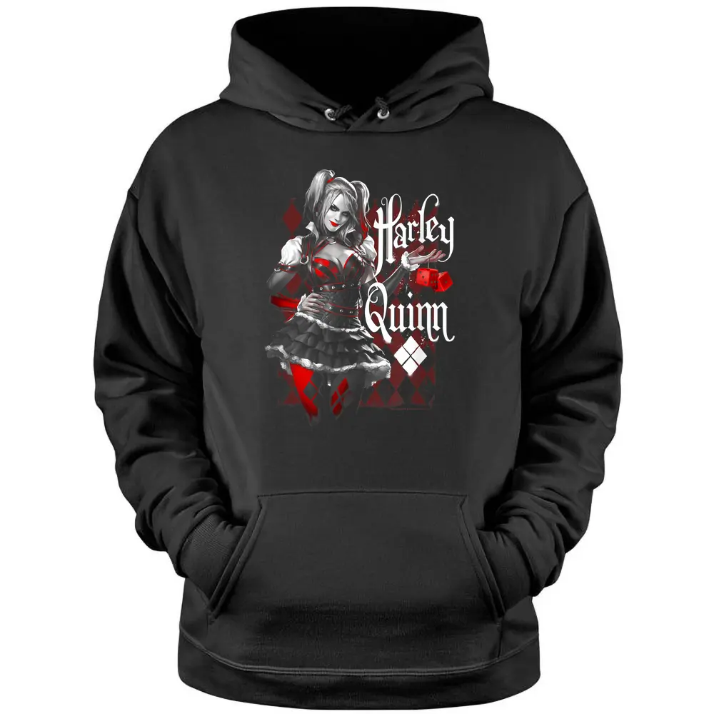 Batman Arkham Knight Harley Quinn Dice Pullover Hoodie