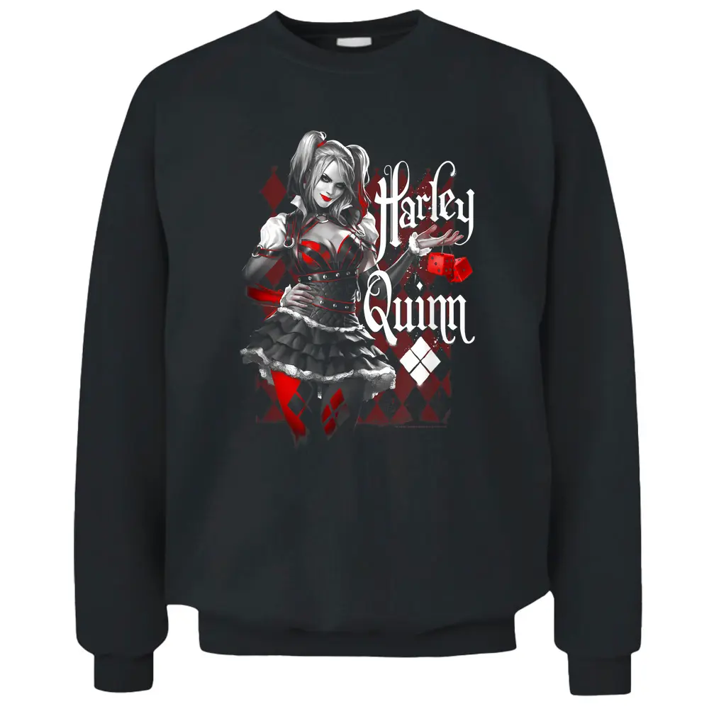 Batman Arkham Knight Harley Quinn Dice Pullover Sweatshirt