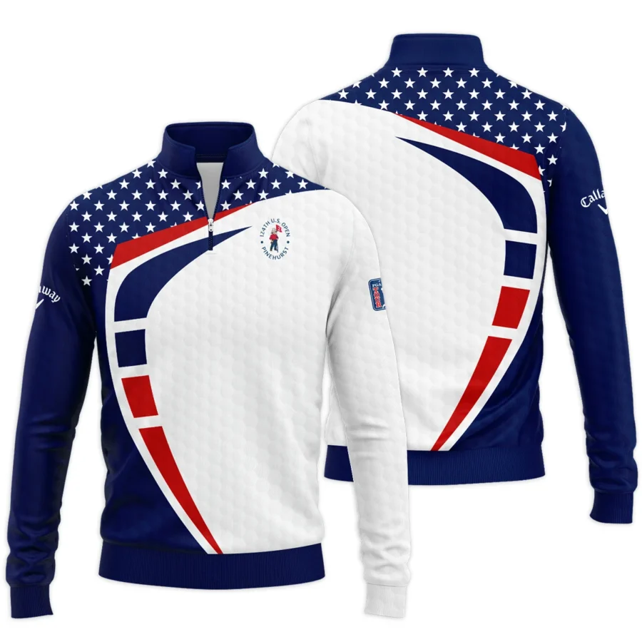 Blue Red Golf Pattern Star White 124th U.S. Open Pinehurst Callaway Quarter-Zip Jacket Style Classic