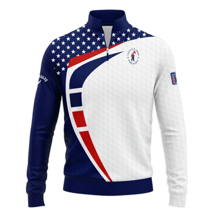 Blue Red Golf Pattern Star White 124th U.S. Open Pinehurst Callaway Quarter-Zip Jacket Style Classic