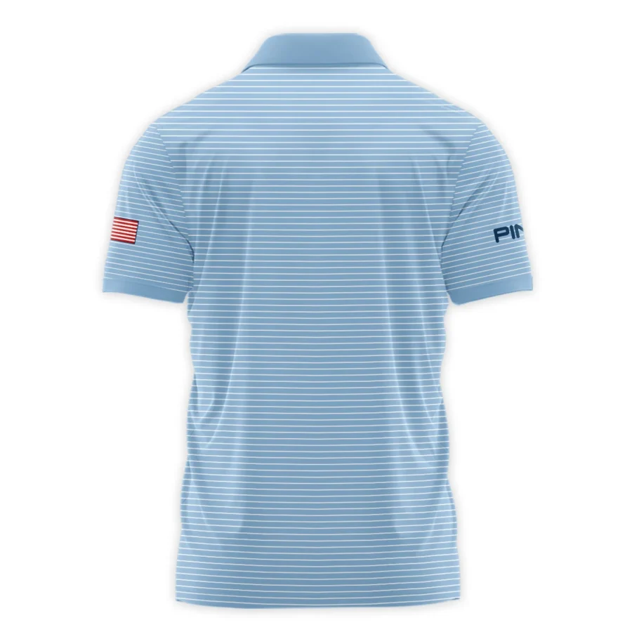 Blue White Line Pattern Ping 124th U.S. Open Pinehurst Polo Shirt Style Classic