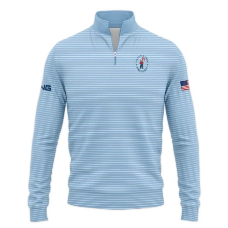 Blue White Line Pattern Ping 124th U.S. Open Pinehurst Quarter-Zip Jacket Style Classic