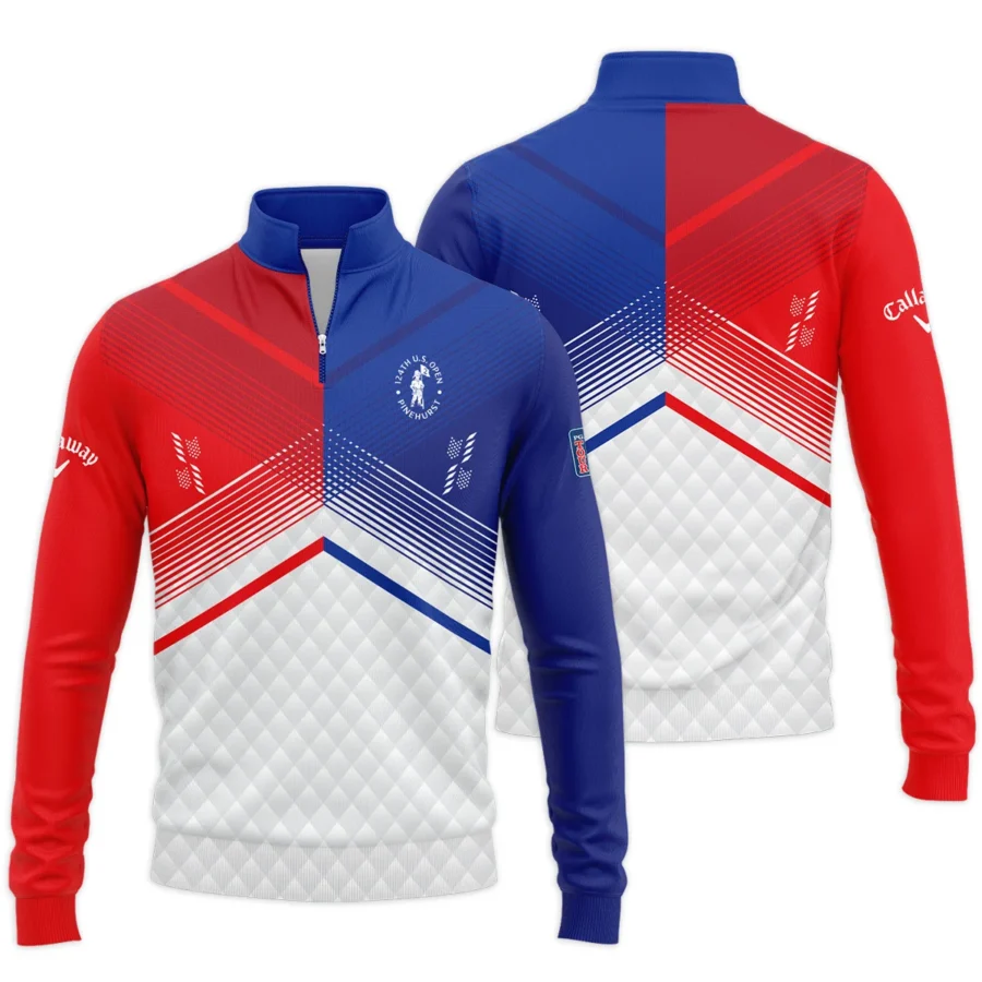 Callaway 124th U.S. Open Pinehurst Blue Red Line White Abstract Quarter-Zip Jacket Style Classic