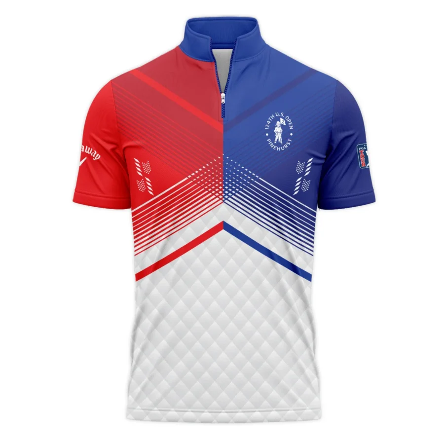 Callaway 124th U.S. Open Pinehurst Blue Red Line White Abstract Quarter-Zip Polo Shirt