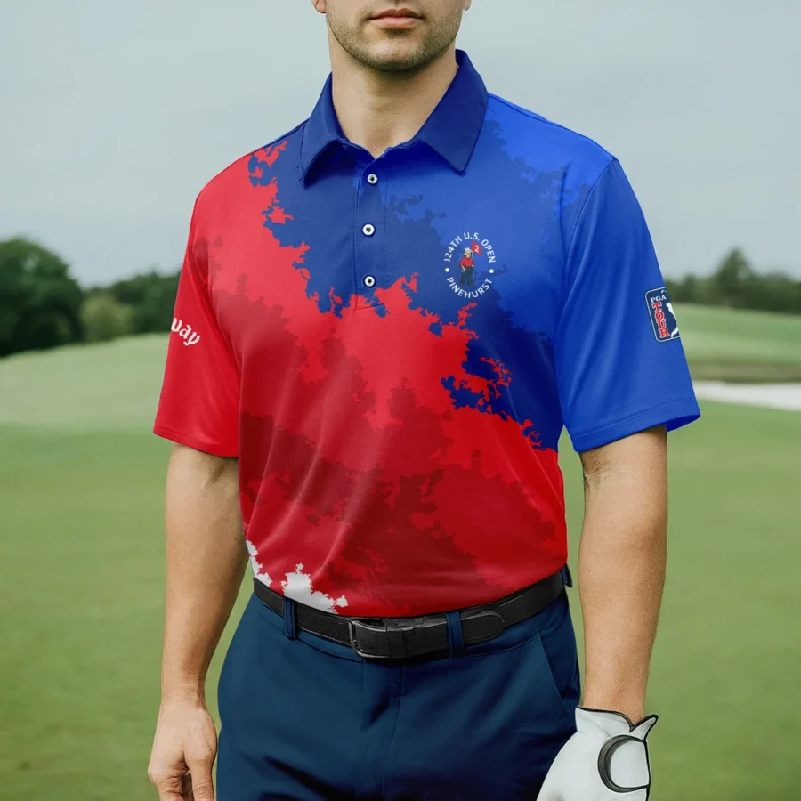 Callaway 124th U.S. Open Pinehurst Blue Red White Background Polo Shirt Style Classic