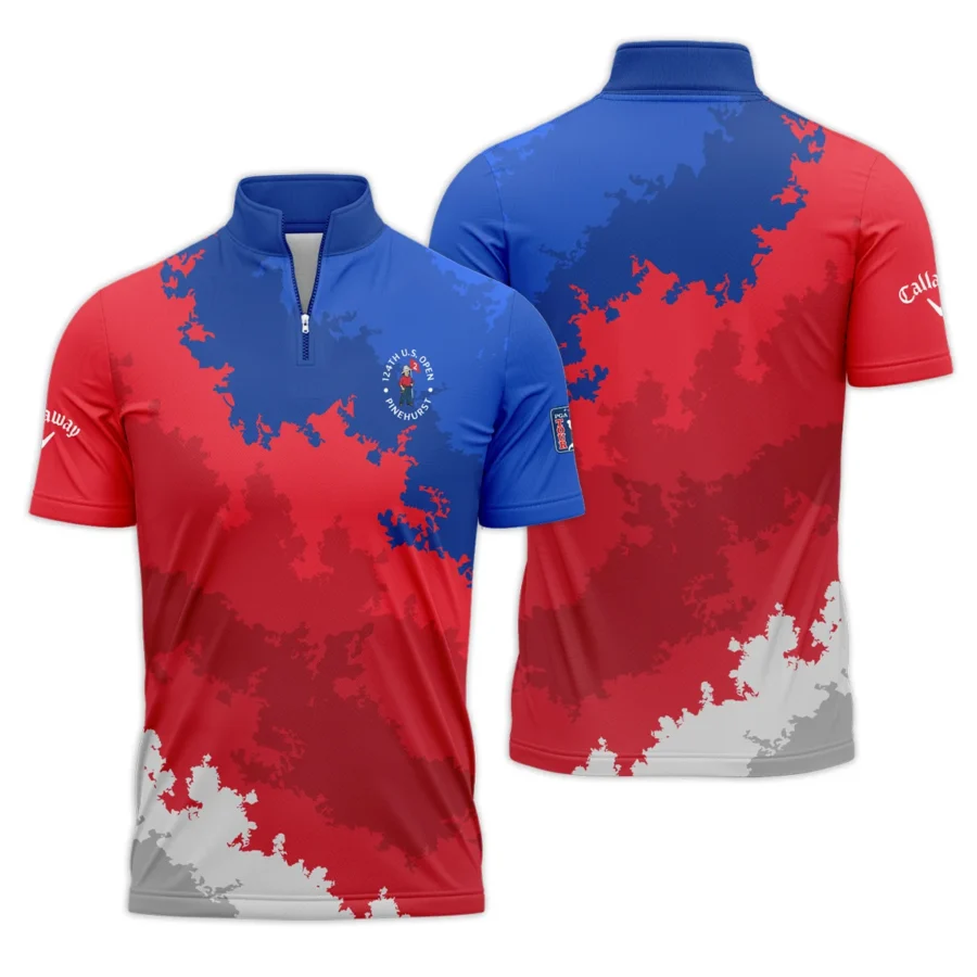 Callaway 124th U.S. Open Pinehurst Blue Red White Background Quarter-Zip Polo Shirt