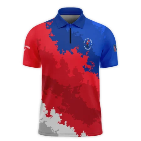 Callaway 124th U.S. Open Pinehurst Blue Red White Background Zipper Polo Shirt Style Classic