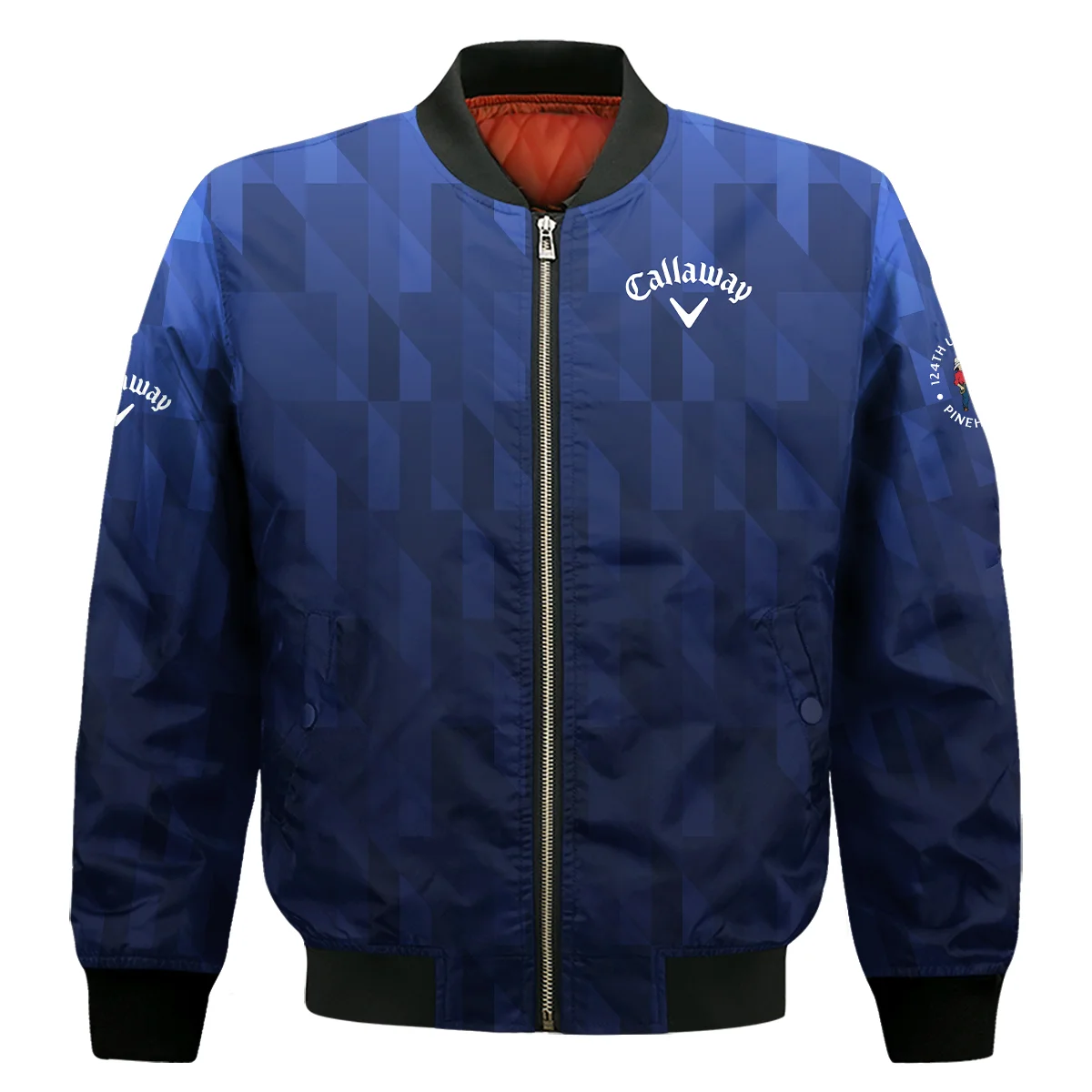 Callaway 124th U.S. Open Pinehurst Golf Sport Bomber Jacket Blue Fabric Geometric Pattern  All Over Print Bomber Jacket
