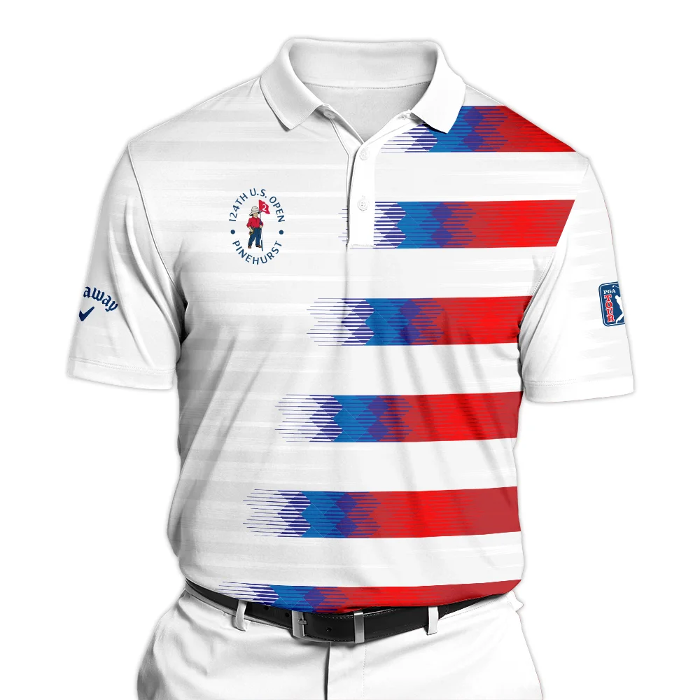 Callaway 124th U.S. Open Pinehurst Golf Sport Polo Shirt Blue Red White Abstract All Over Print Polo Shirt For Men
