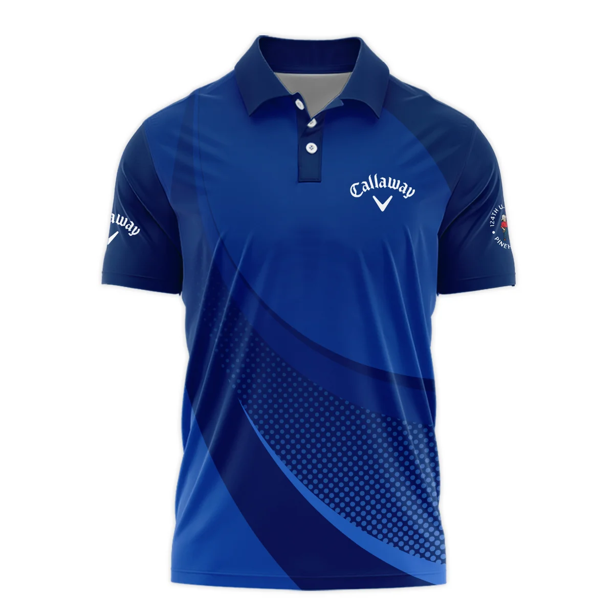 Callaway 124th U.S. Open Pinehurst Golf Sport Polo Shirt Dark Blue Gradient Halftone Pattern All Over Print Polo Shirt For Men