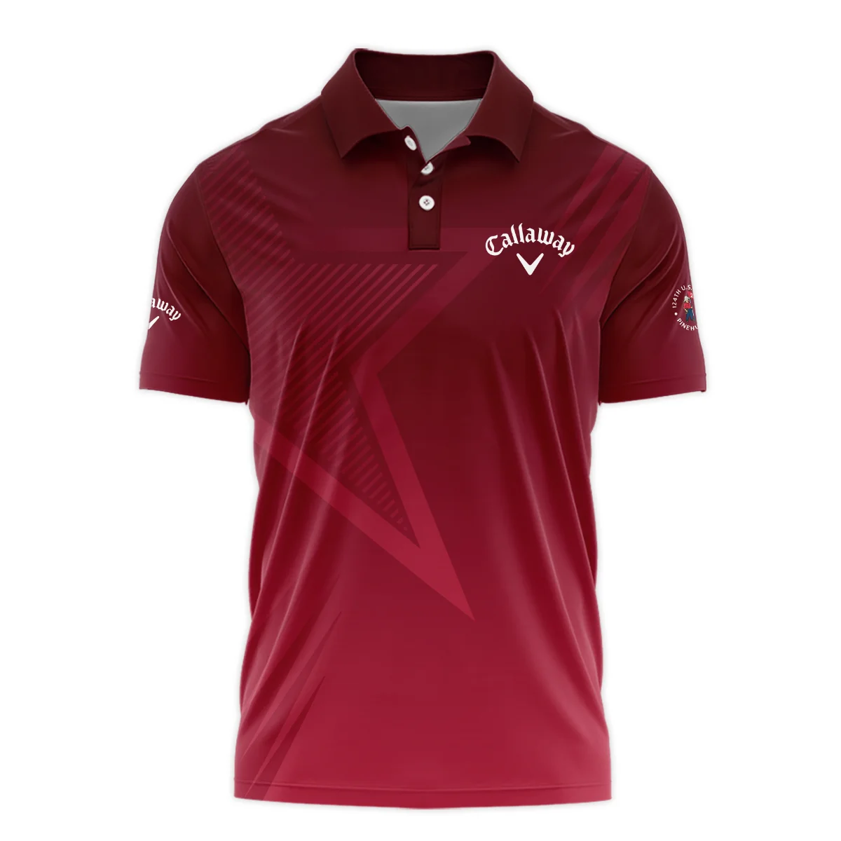 Callaway 124th U.S. Open Pinehurst Golf Sport Polo Shirt Star Gradient Red Straight Pattern Polo Shirt For Men