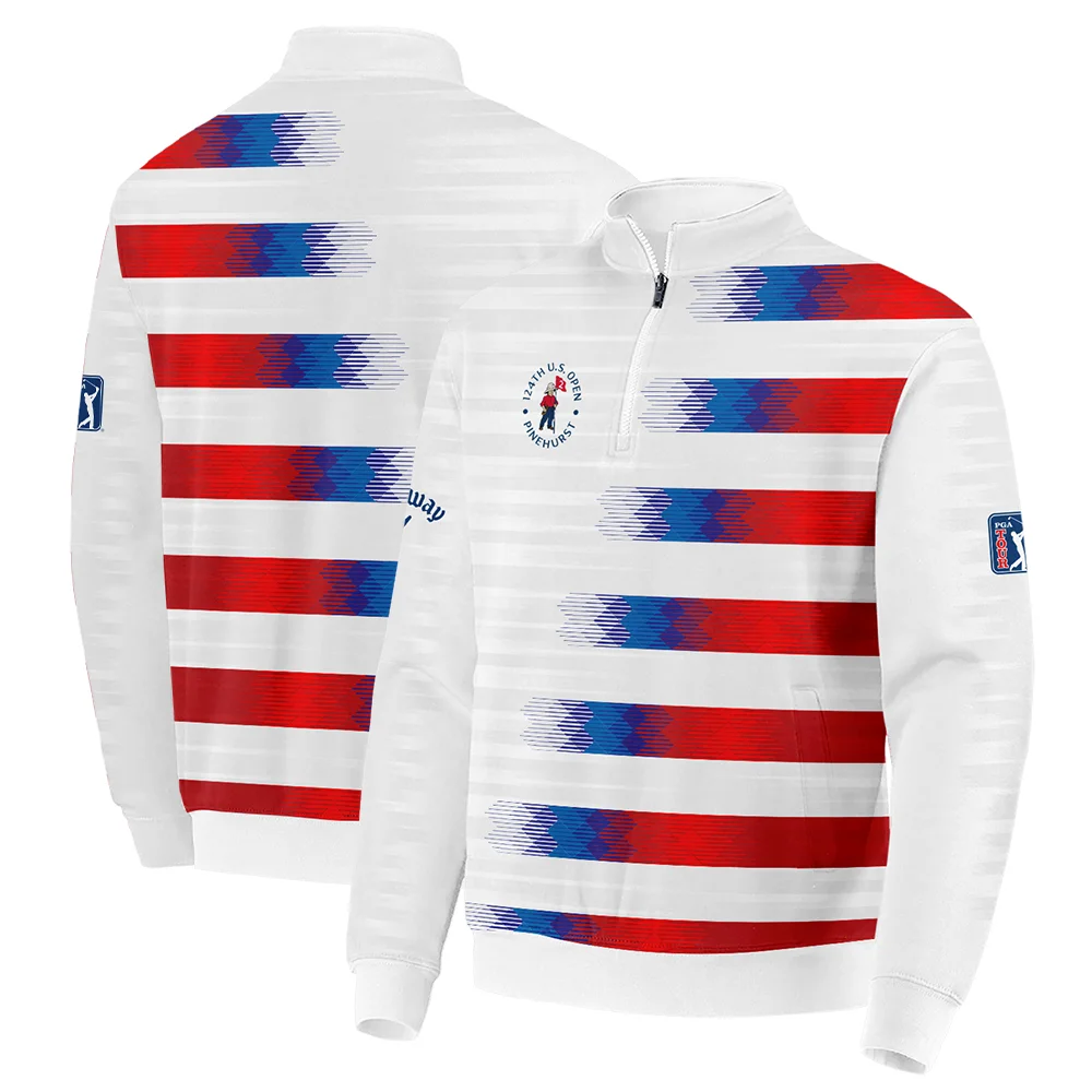 Callaway 124th U.S. Open Pinehurst Golf Sport Zipper Hoodie Shirt Blue Red White Abstract All Over Print Zipper Hoodie Shirt