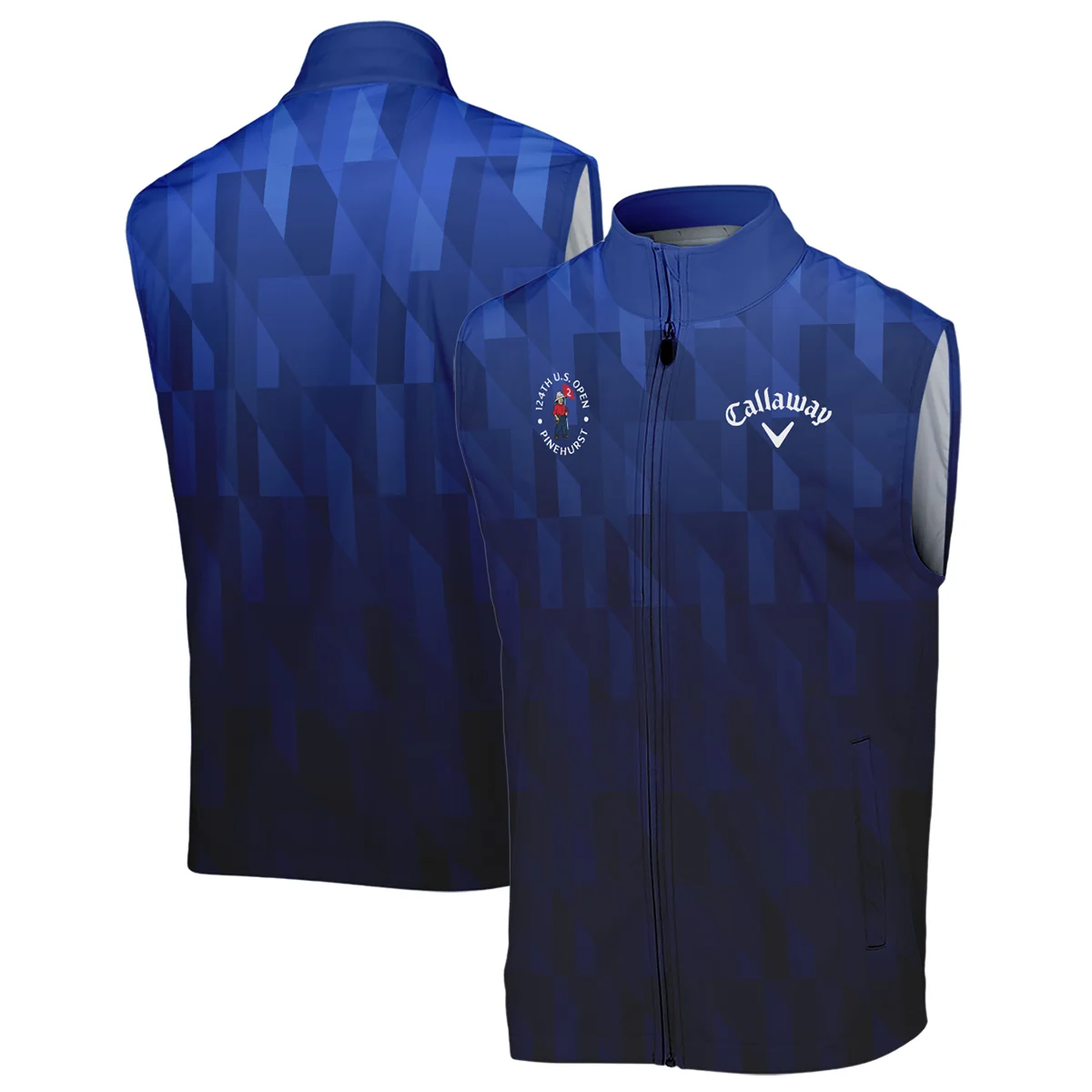 Callaway 124th U.S. Open Pinehurst Golf Sport Sleeveless Jacket Blue Fabric Geometric Pattern  All Over Print Sleeveless Jacket