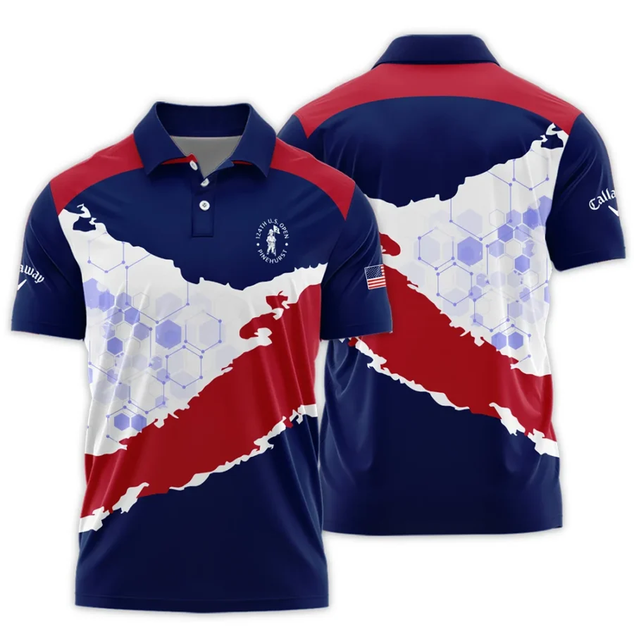 Callaway 124th U.S. Open Pinehurst Red Dark Blue White Abstract Background Polo Shirt Style Classic