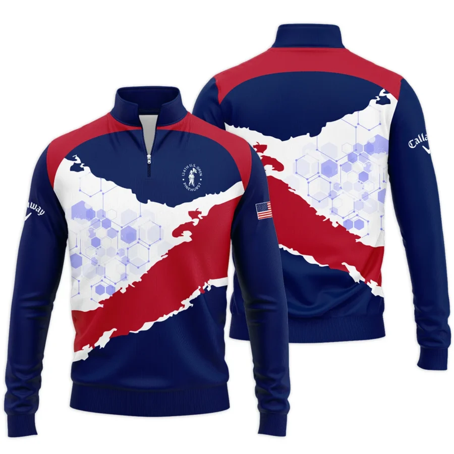 Callaway 124th U.S. Open Pinehurst Red Dark Blue White Abstract Background Quarter-Zip Jacket Style Classic