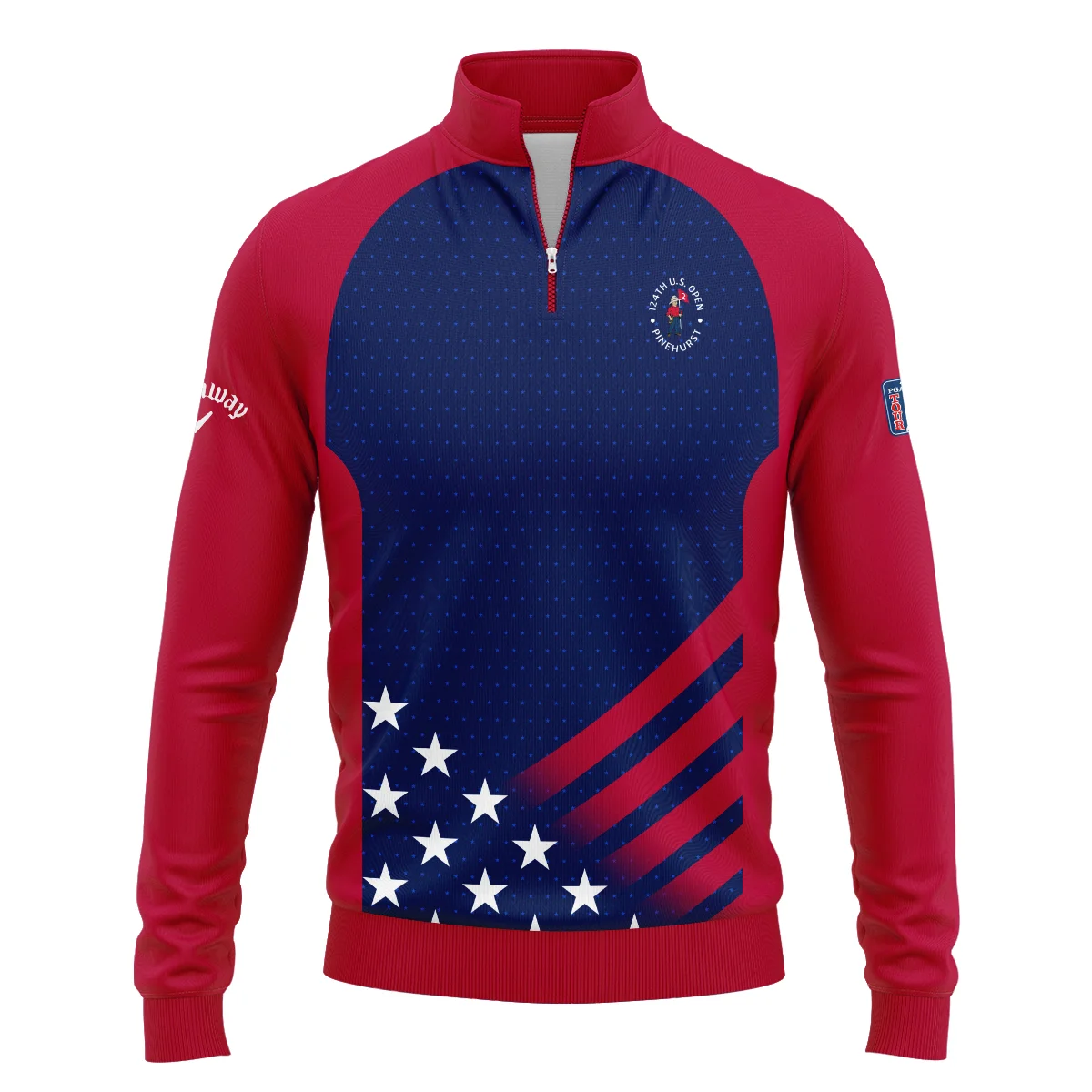 Callaway 124th U.S. Open Pinehurst Star White Dark Blue Red Background Vneck Polo Shirt Style Classic Polo Shirt For Men