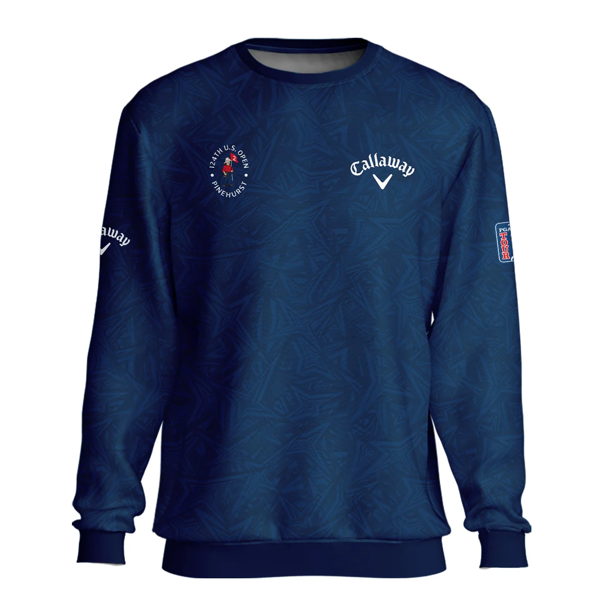 Callaway 124th U.S. Open Pinehurst Stars Gradient Pattern Dark Blue Style Classic, Short Sleeve Polo Shirts Quarter-Zip Casual Slim Fit Mock Neck Basic
