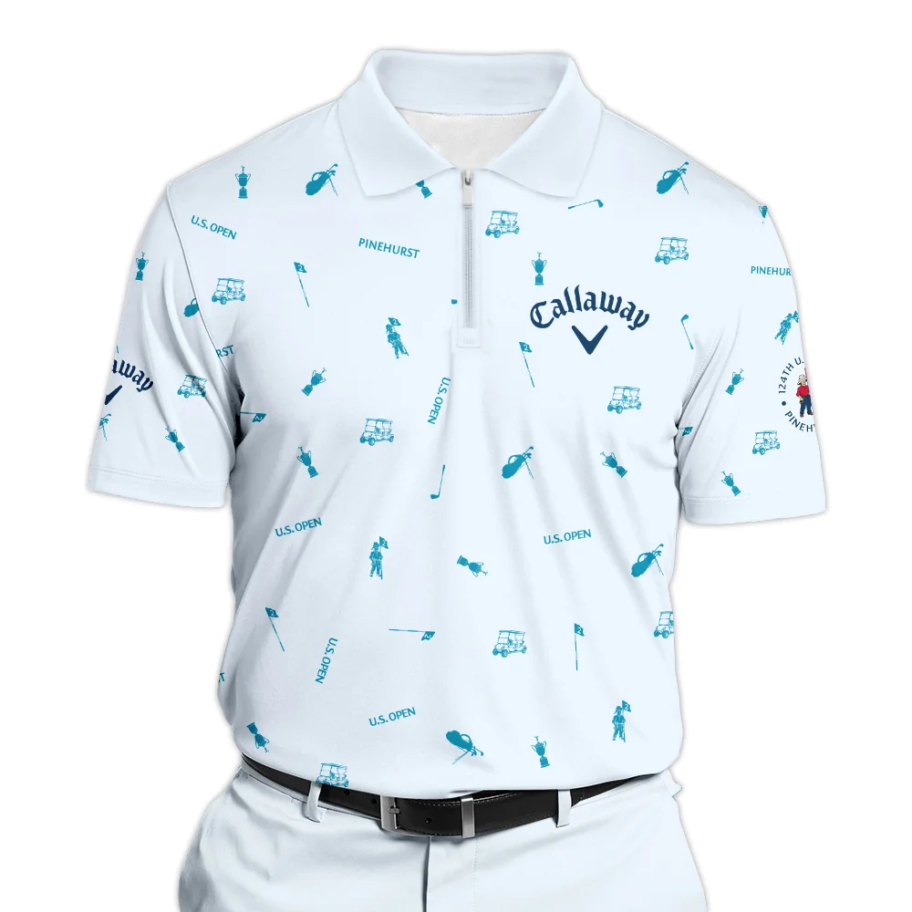 Callaway 124th U.S. Open Pinehurst Zipper Hoodie Shirt Light Blue Pastel Golf Pattern All Over Print Zipper Hoodie Shirt