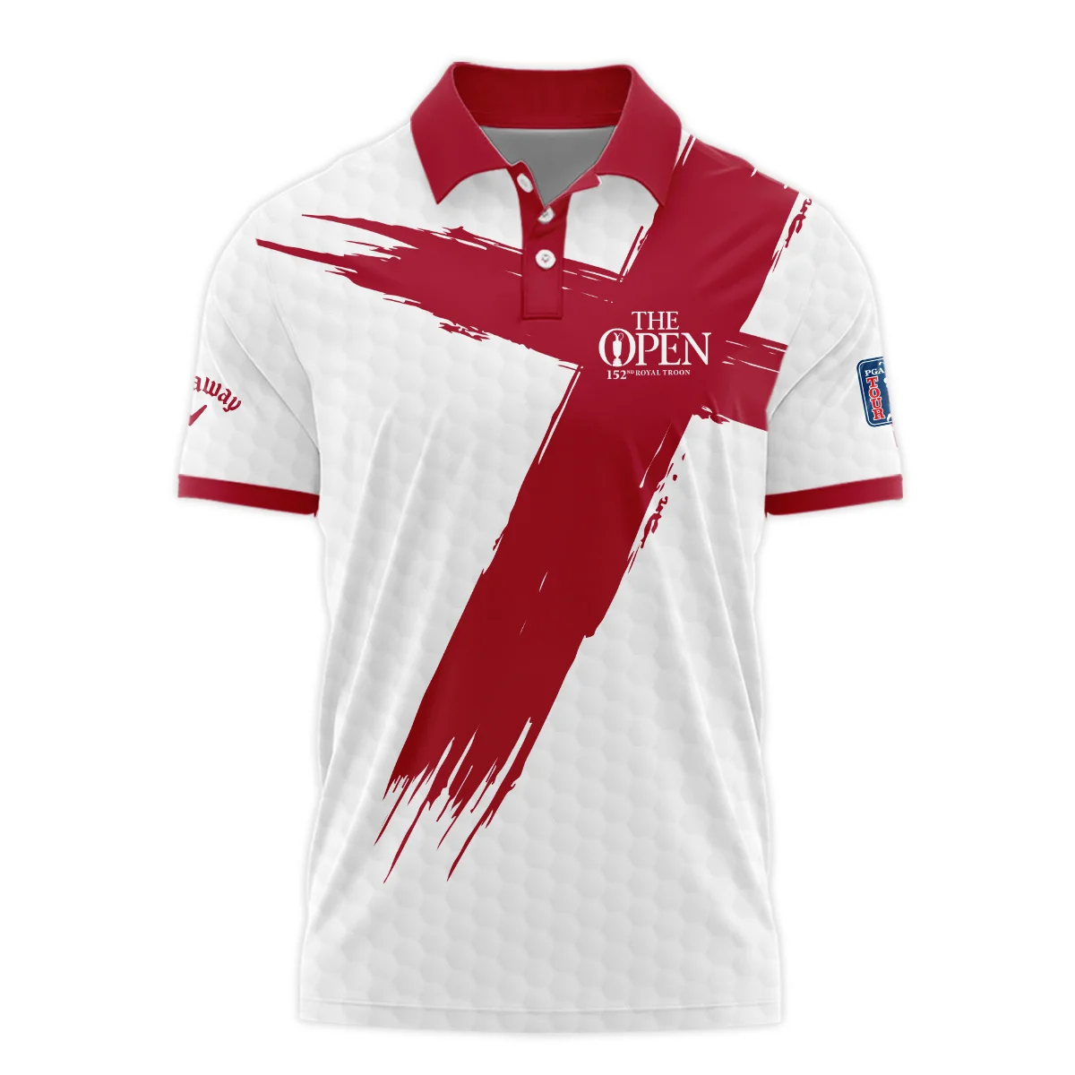 Callaway 152nd The Open Championship Golf Sport Polo Shirt Red White Golf Pattern All Over Print Polo Shirt For Men