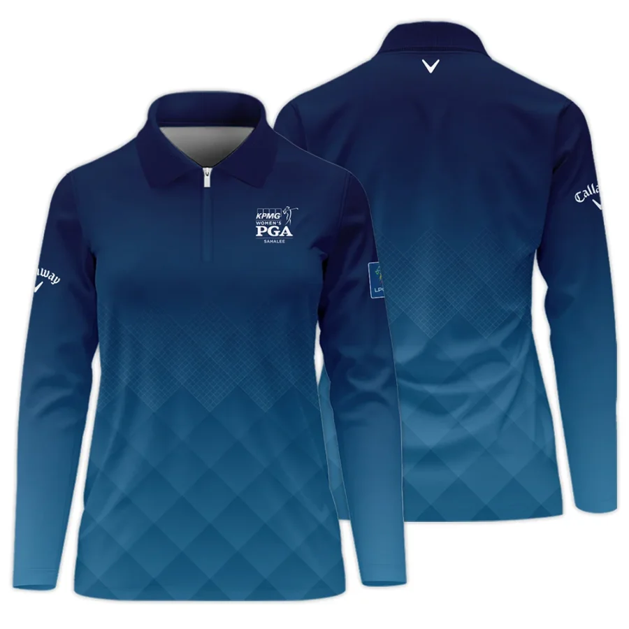 Callaway 2024 KPMG Women's PGA Championship Blue Diamond Abstract Zipper Long Polo Shirt
