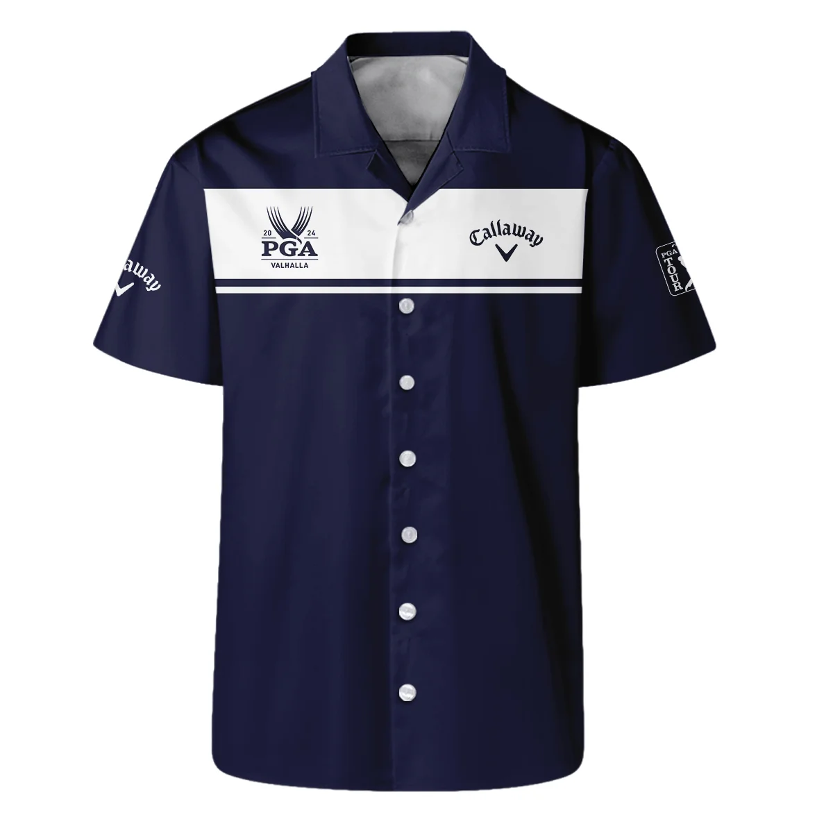 Callaway 2024 PGA Championship Golf Hawaiian Shirt Sports Dark Blue White All Over Print Oversized Hawaiian Shirt