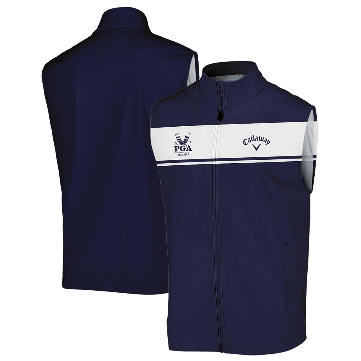 Callaway 2024 PGA Championship Golf Quarter-Zip Jacket Sports Dark Blue White All Over Print Quarter-Zip Jacket