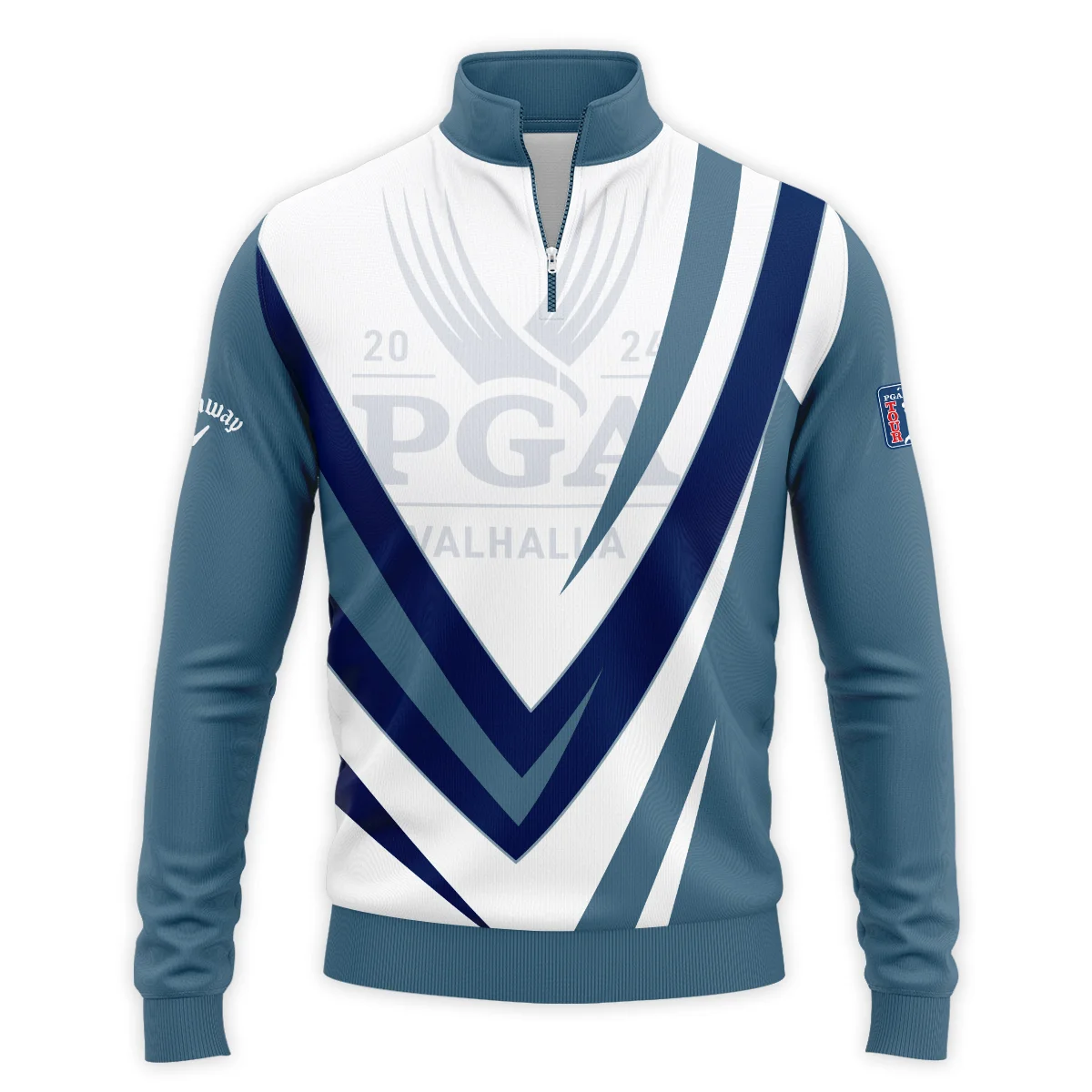 Callaway 2024 PGA Championship Valhalla Dark Moderate Blue White Blue Zipper Hoodie Shirt Style Classic Zipper Hoodie Shirt