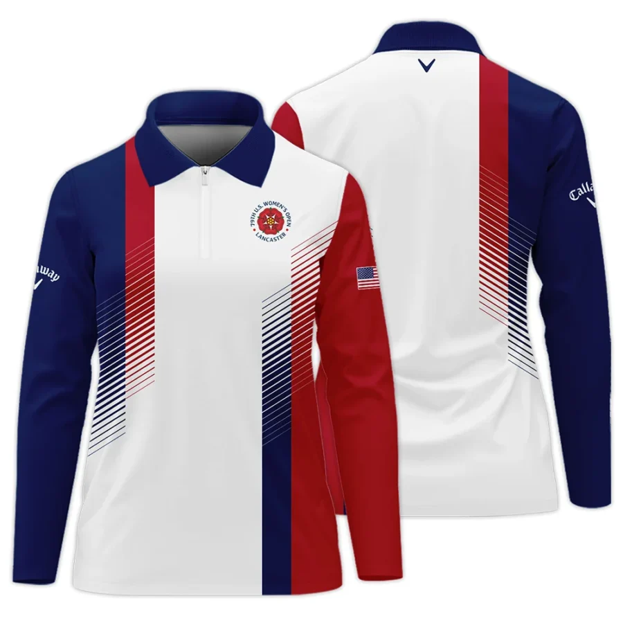 Callaway 79th U.S. Women’s Open Lancaster Blue Red Abstract Zipper Long Polo Shirt