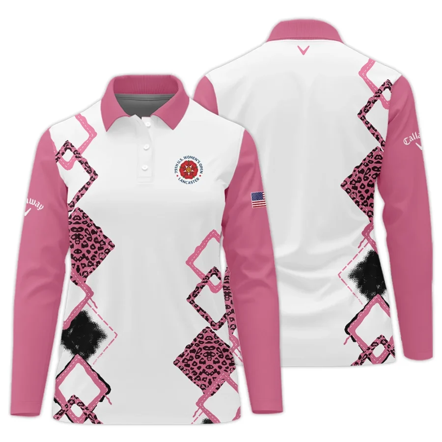 Callaway 79th U.S. Women’s Open Lancaster Pink Leopard Pattern White Long Polo Shirt