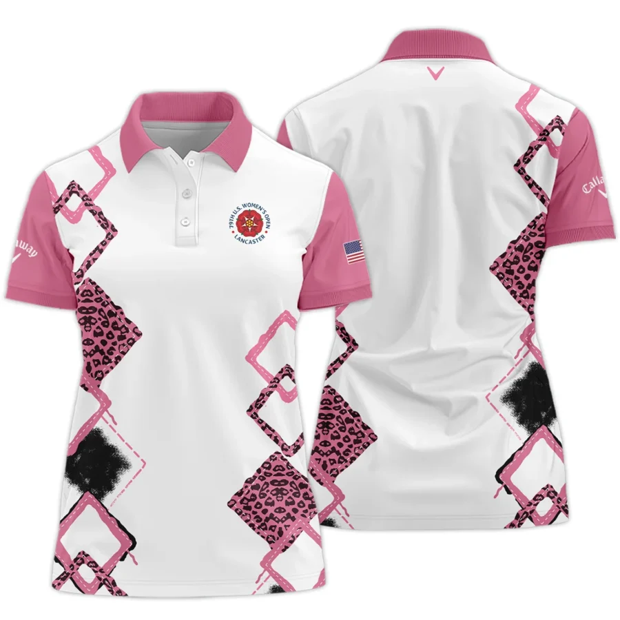 Callaway 79th U.S. Women’s Open Lancaster Pink Leopard Pattern White Short Polo Shirt