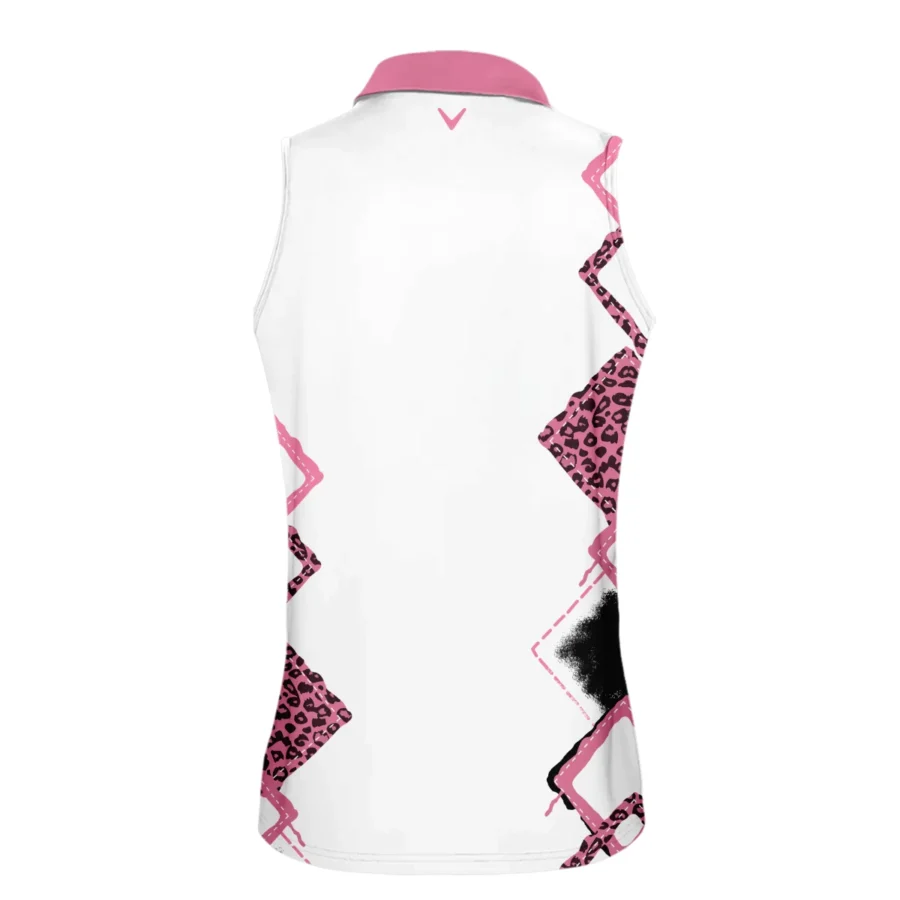 Callaway 79th U.S. Women’s Open Lancaster Pink Leopard Pattern White Sleeveless Polo Shirt