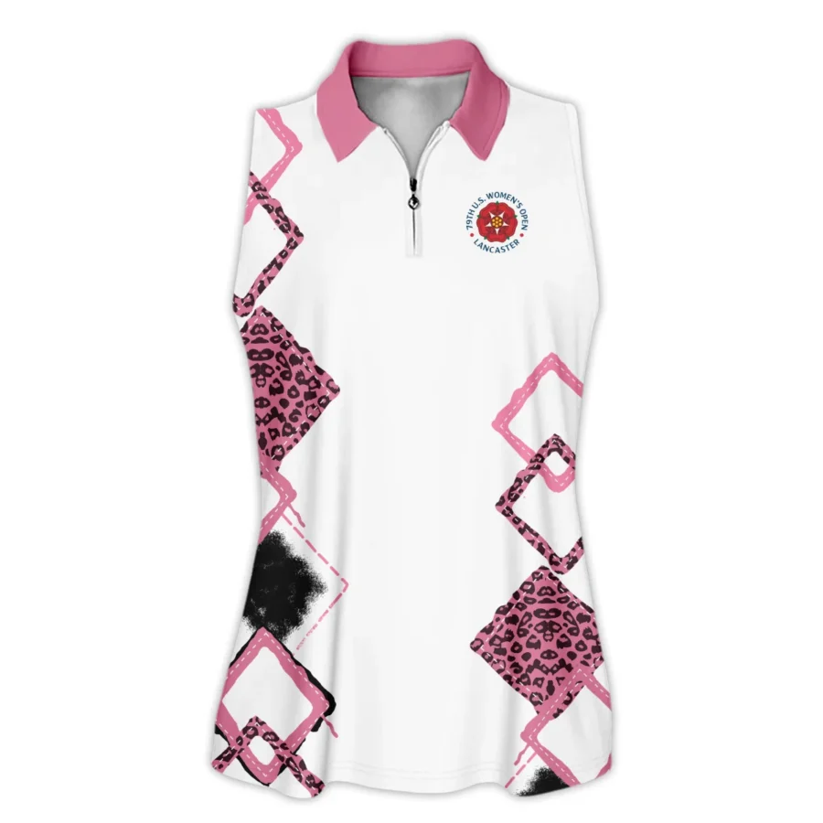 Callaway 79th U.S. Women’s Open Lancaster Pink Leopard Pattern White Zipper Sleeveless Polo Shirt