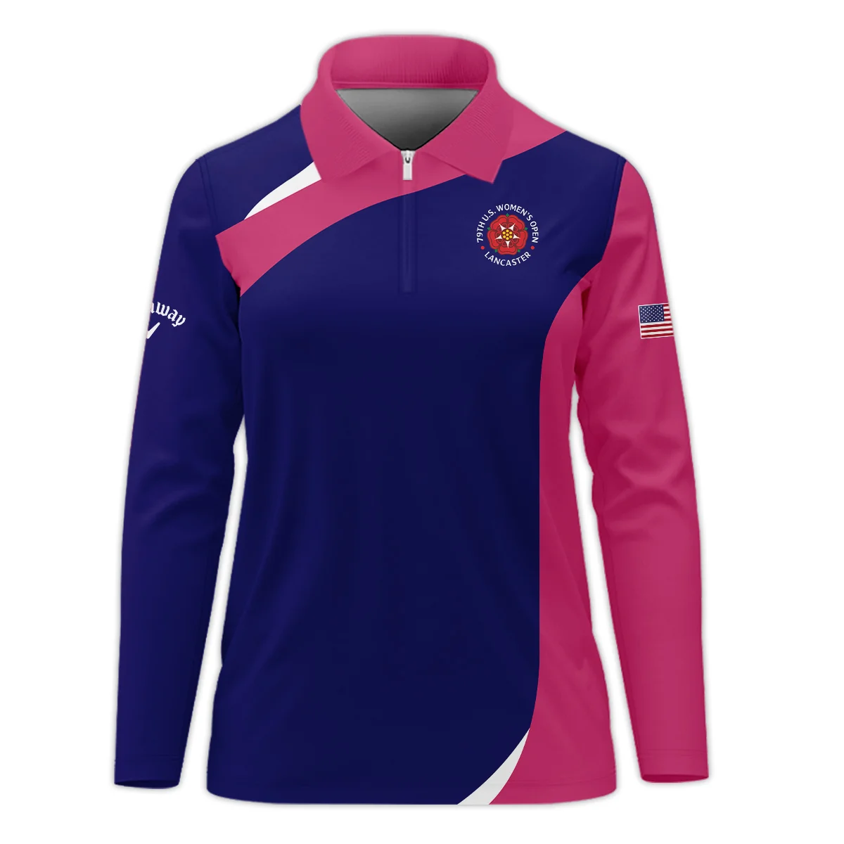 Callaway Blue Pink White 79th U.S. Women’s Open Lancaster Zipper Long Polo Shirt