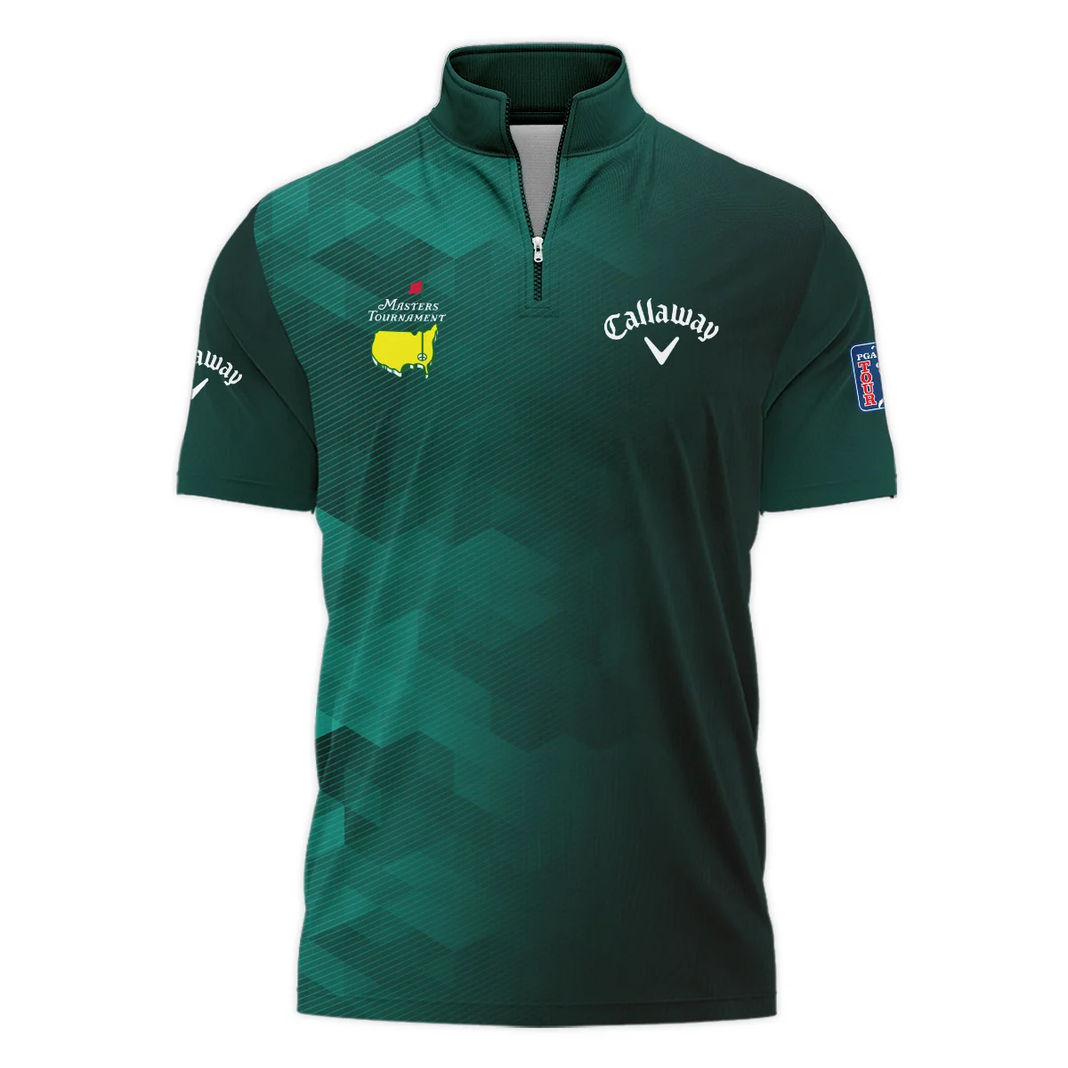 Callaway Golf Sport Dark Green Gradient Abstract Background Masters Tournament Style Classic, Short Sleeve Polo Shirts Quarter-Zip Casual Slim Fit Mock Neck Basic