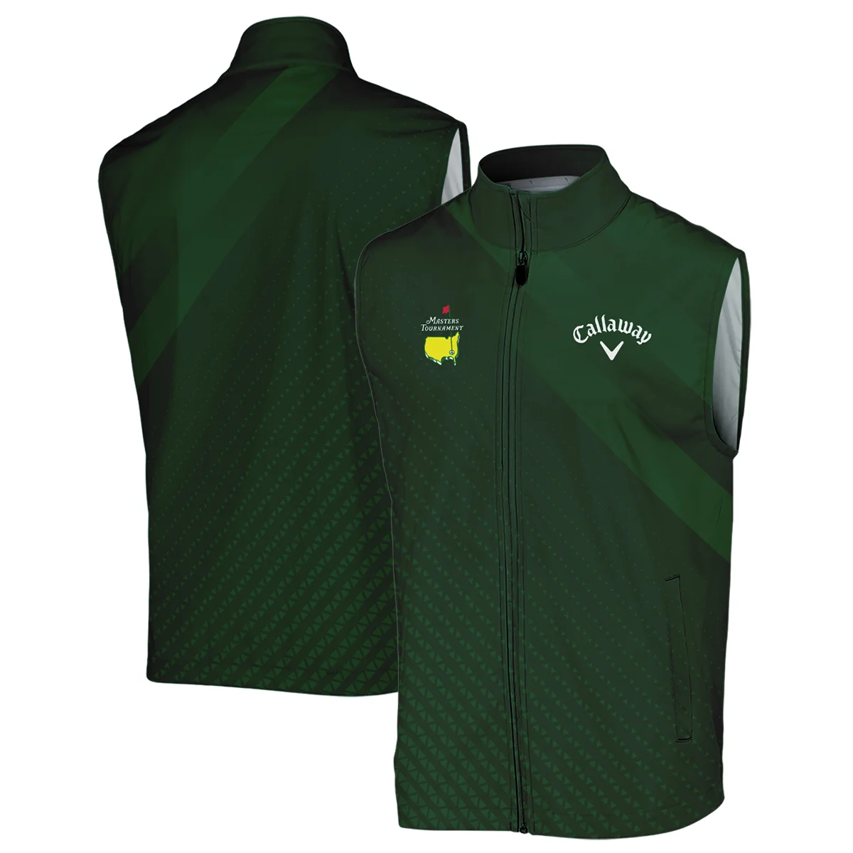 Callaway Gradient Dark Green Abstract Pattern Masters Tournament Sleeveless Jacket Style Classic Sleeveless Jacket