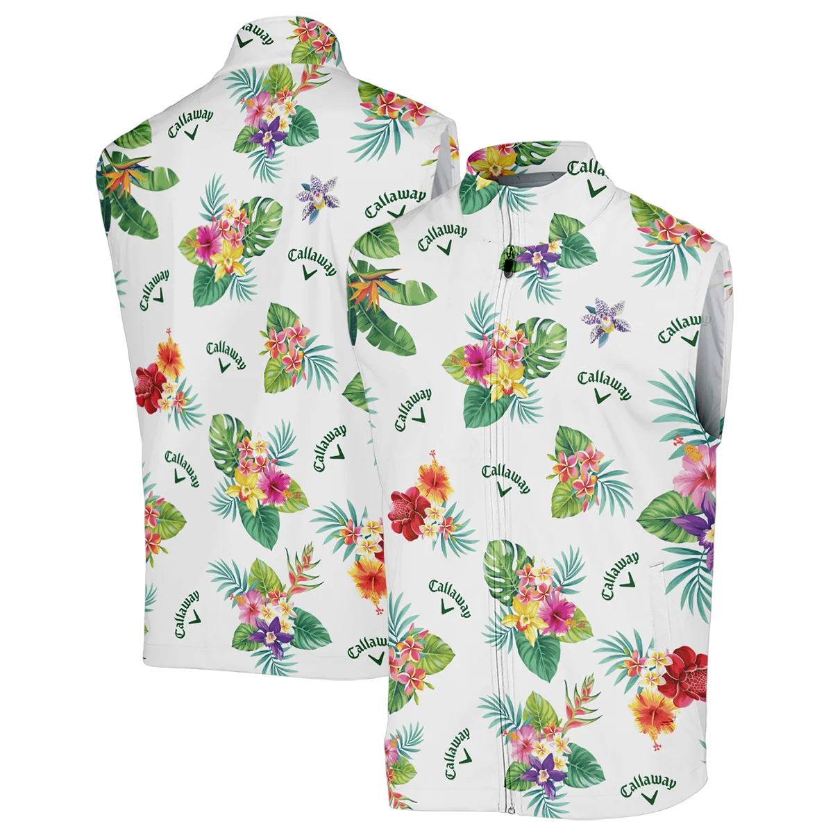 Callaway Hawaiian Flower Sleeveless Jacket Style Classic Sleeveless Jacket